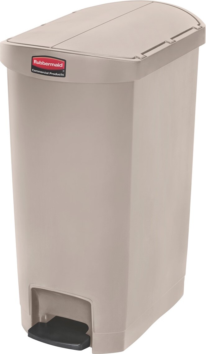 Rubbermaid Slim Jim Step-On-Tretabfallbehälter, 49 l, Kunststoff, Pedal seitlich, beige