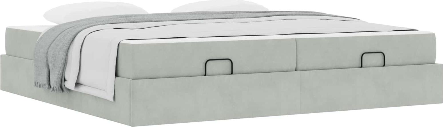 Bettgestell mit Matratze mit Matratze 2 pcs Hellgrau Samt