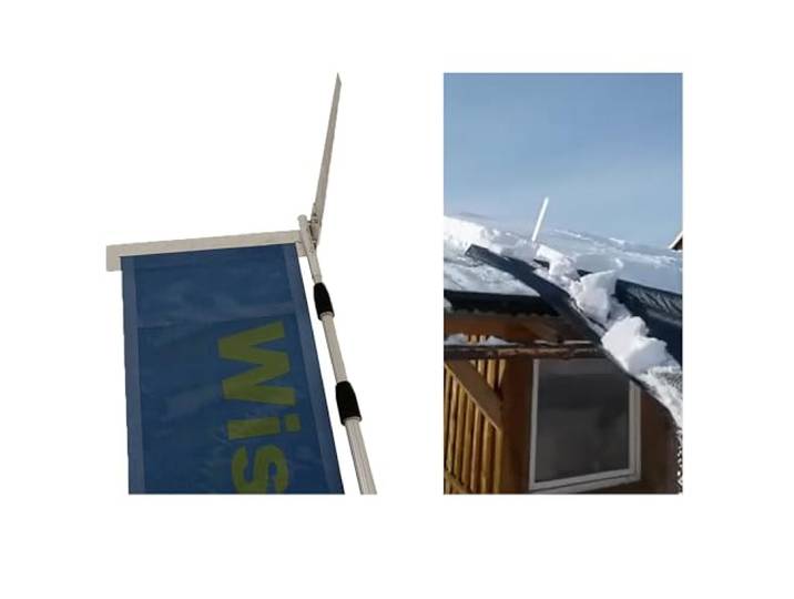 Axis Line Dach-Schneeschieber mit 6 m Teleskopstange 4-teilige Alu-Stange bis 6 m, Schneerutsche mit Alu-Messer, Metall-Klick, Antirutsch-Griff, für PV-Anlagen