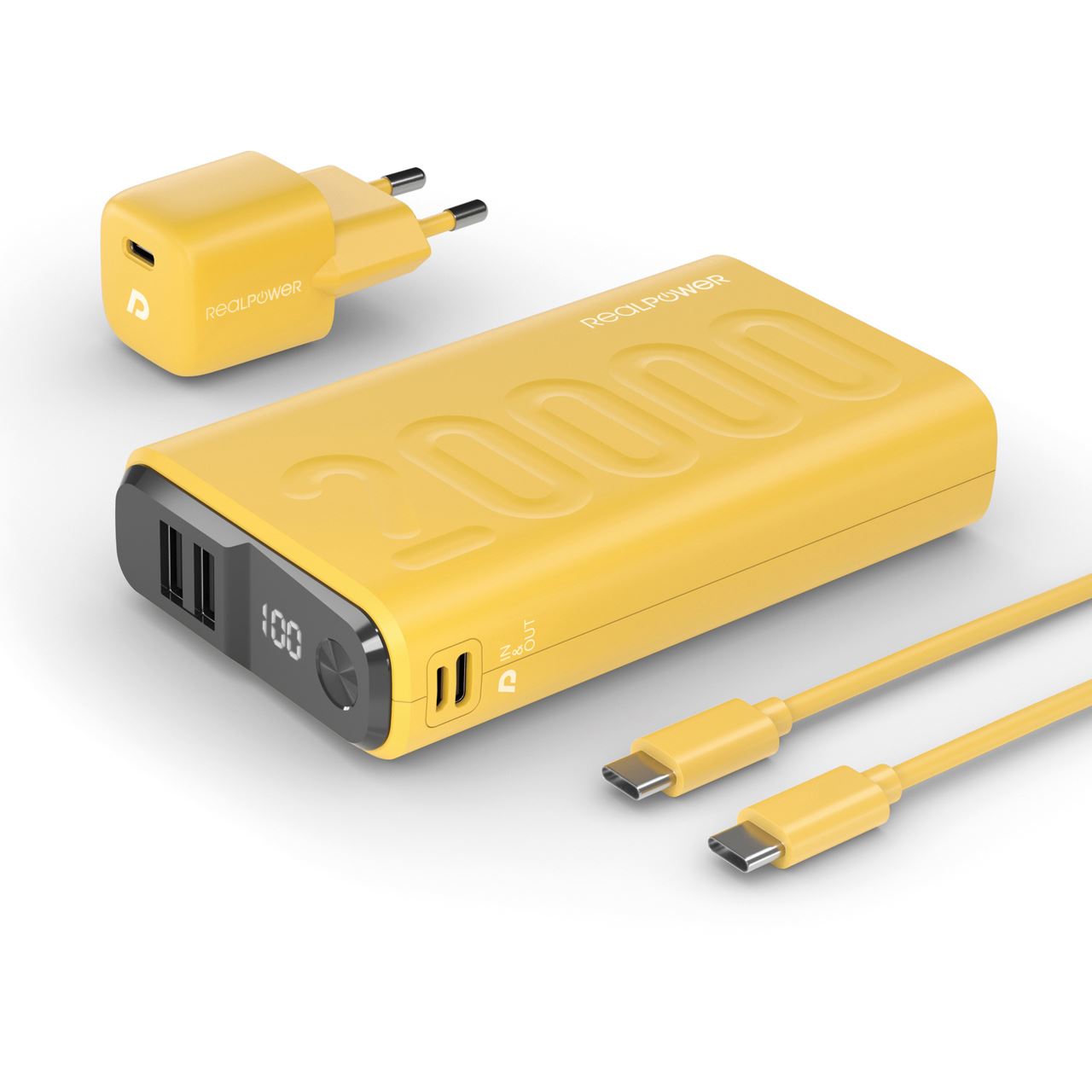 Realpower Powerbank PB-20000 Power Pack Gelb