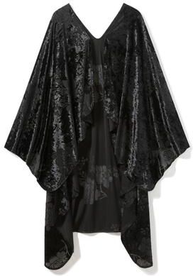 Plus Size Women's Floral Burnout Shawl by Accessories For All in Black