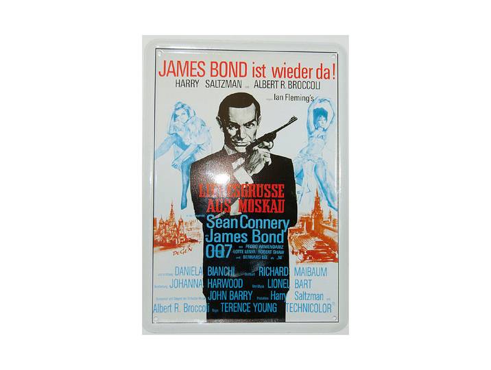 Münder Email Blechschild James Bond Liebesgrüsse aus Moskau 15 × 10 cm