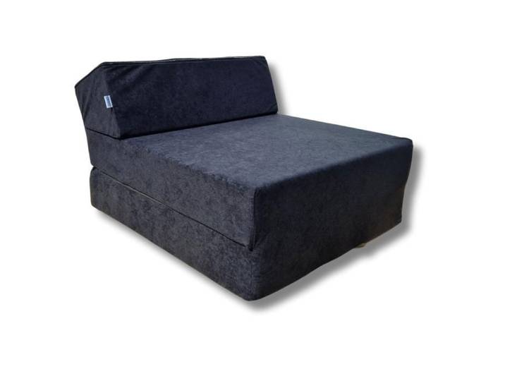 Matelas chauffeuse lit fauteuil futon pliable pliant 160x60x12 cm - NATALIA SPZOO - Noir - Mousse - Ferme - 1 place