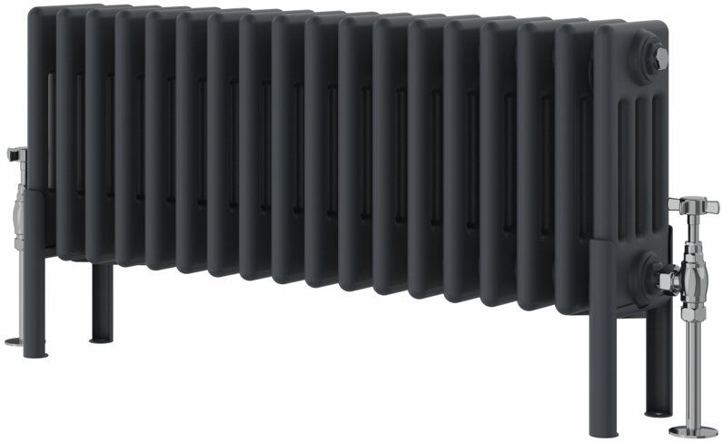 Symple Stuff Altynay Horizontal Traditional 4 Column Radiator Anthracite 300mm H x 830mm W x 140mm D