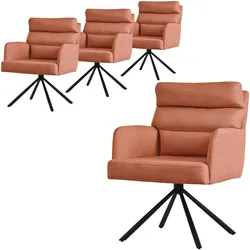 ESSZIMMERSTUHL 4er Set drehbar Orange Stoffbezug