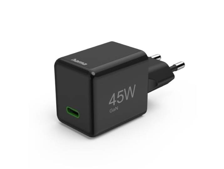 Hama Snellader, USB-C, PD/QC/GaN, Super Mini-oplader, 45 W, zwart