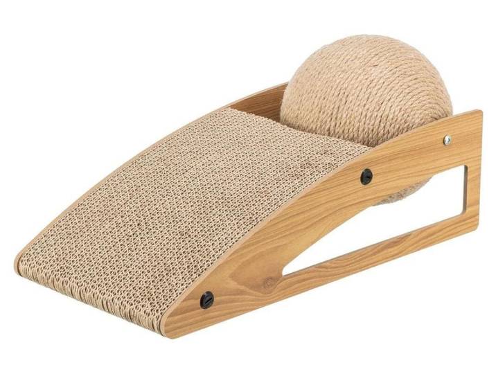 Kratzbrett TRIXIE Trixie Rampe mit Ball Hellbraun , braun (hellbraun), H:17cm, Kratzbretter, Kratzbrett
