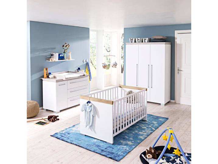 Babybett Kira 70 x 140 cm Weiß Dekor Kinderbett