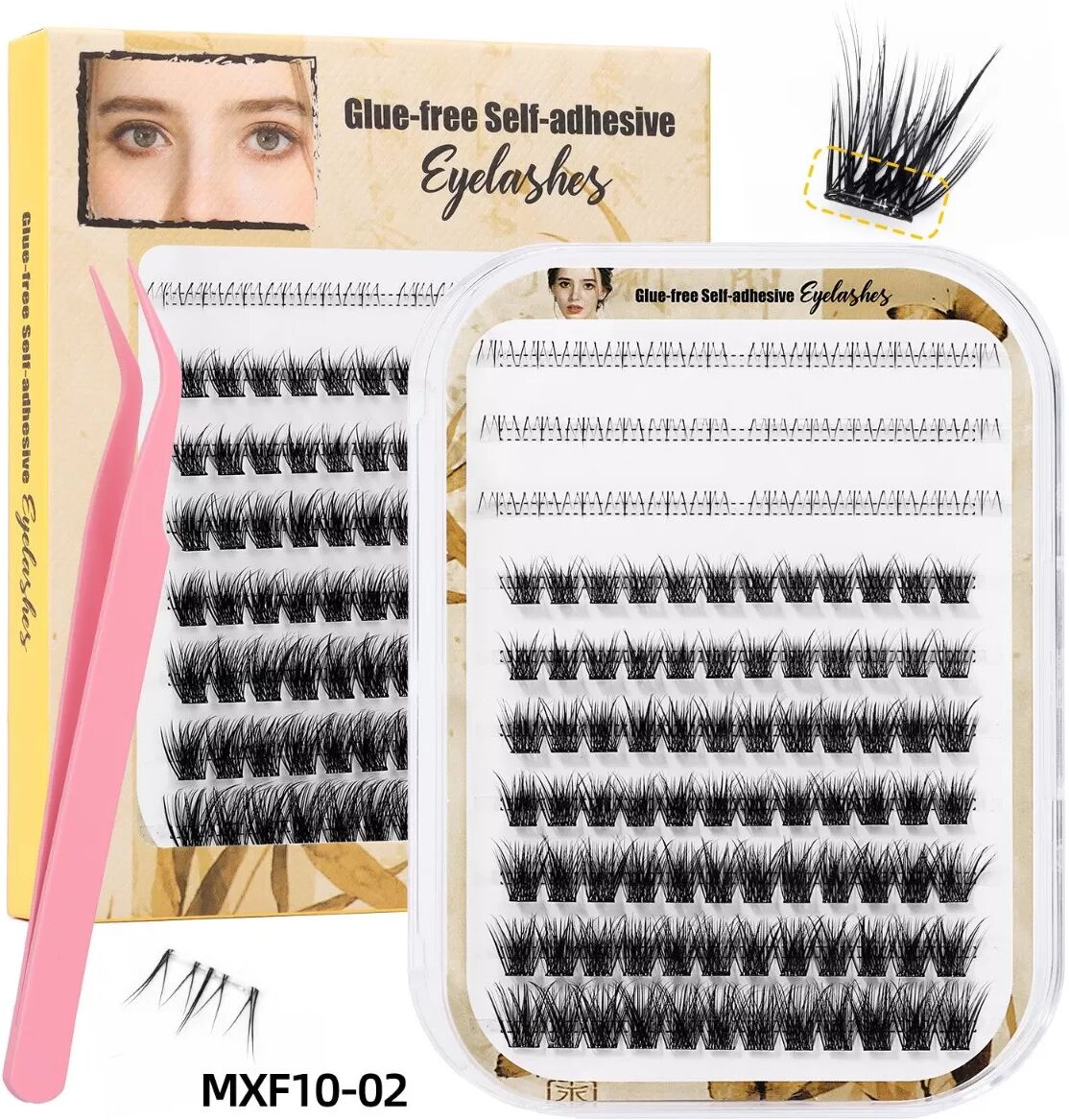 INF Ensemble de Faux Cils Style Vintage Élégant - Cils Segmentés DIY Sans Colle