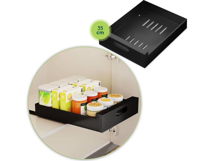 Keukenkast organizer ladesysteem - Gootsteenkast Organizer - Schuiflade Keukenkast Zwart - Uitschuifbare Lade Maken 35 CM