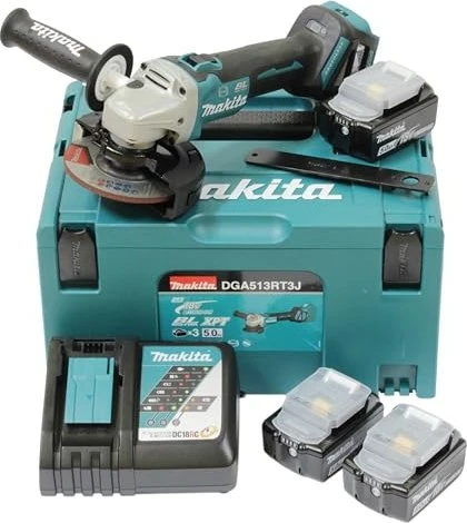 makita Akku-Winkelschleifer-Set 18,0 V, mit 3 Akkus DGA513RT3J