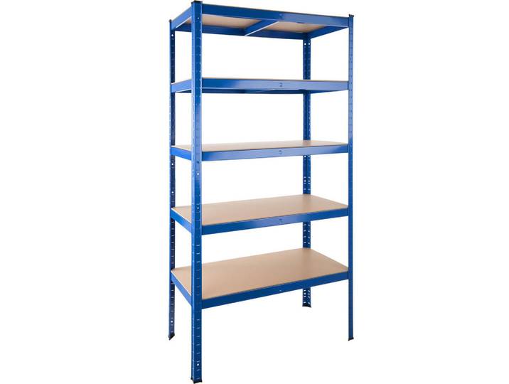 tectake Schwerlastregal, 90,5 x 45,5 x 180,5 cm, blau, Blau, Metall, Rechteckig, 45.5x180.5x90.5 cm, Freizeit & Co, Heimwerken, Werkstatteinrichtung, Schwerlastregal