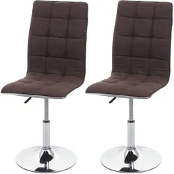 2er-Set Esszimmerstuhl MCW-C41, Stuhl Küchenstuhl, höhenverstellbar drehbar, Stoff/Textil MVG ~ braun