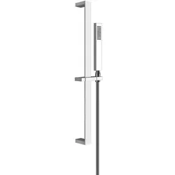 Gessi Rettangolo Duschgarnitur mit Antikalkbrause und Schlauch, 20145727, Farbe: Messing gebürstet PVD