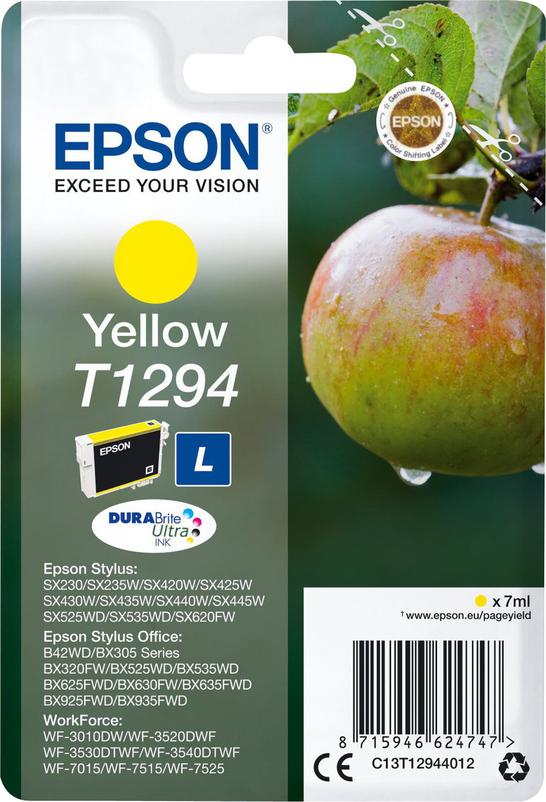 Epson Apple Inktpatroon T1294 DURABrite Ultra Geel, 7 ml