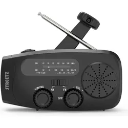 Streetz S80 Crank Radio, solar panel, black (AM, FM, Bluetooth), Radio, Schwarz