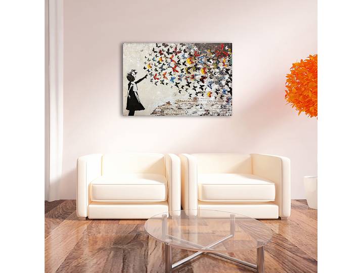 Leinwandbild Butterfly Girl Mischgewebe Multicolor 60 x 90cm