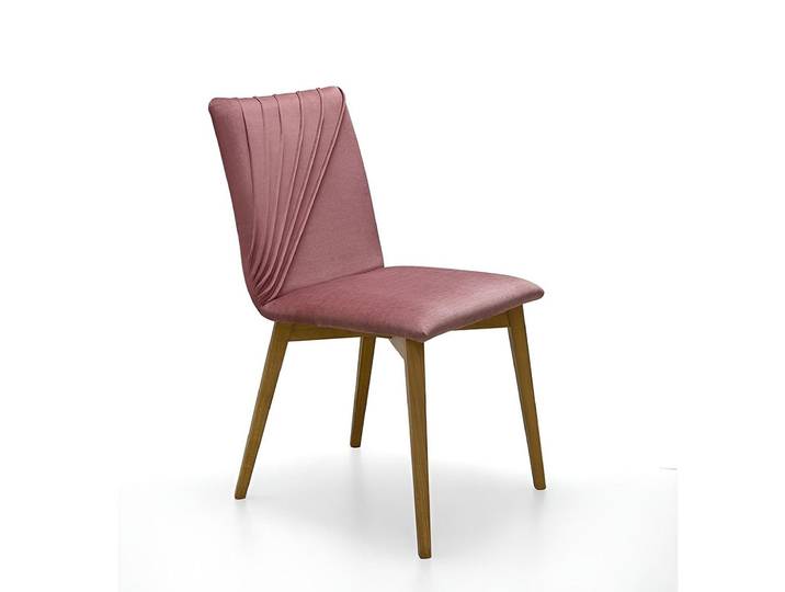 JVmoebel Esszimmerstuhl Eleganter Holzstuhl in zart rosa mit geschwungener Rückenlehne