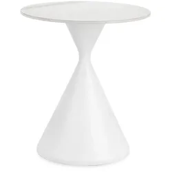 Couchtisch Joona Marmor-Optik, modern und rund, Metallgestell, Weiß, Ø 50 cm