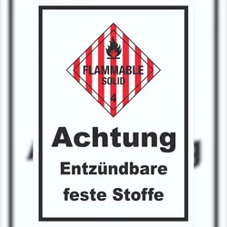 HB-Druck Schild Entzündbare feste Stoffe Flammable Solid hochkant A3 Rückseite selbstklebend