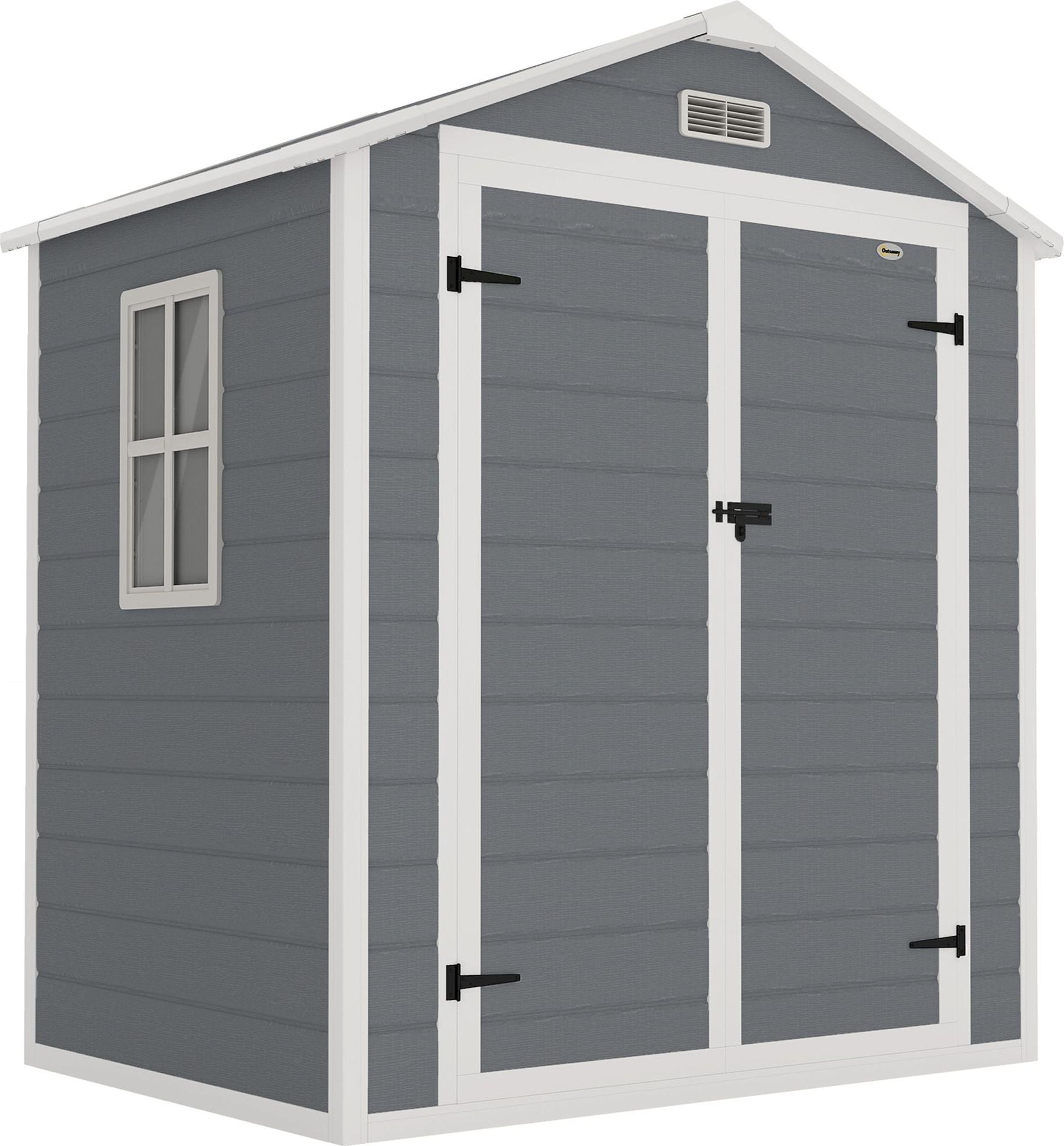 Abschließbarer Metall-Gartenschuppen, Doppeltür, Fenster, 1,80 x 1,30 x 2,10 m