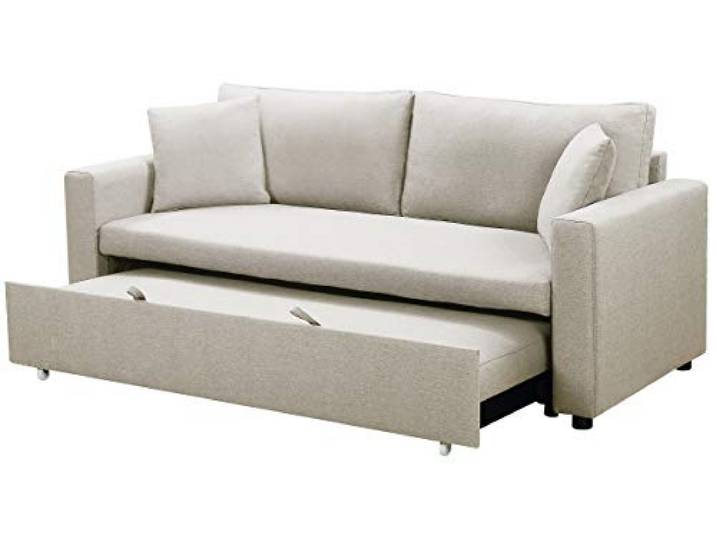 Menzzo Saphir 3-Sitzer Schlaf-Sofa mit Stoffbezug Beige