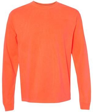 Comfort Colors C6014 Men's Adult Long Sleeve Top in Neon Red Orange size 3XL   Cotton 6014, CC6014