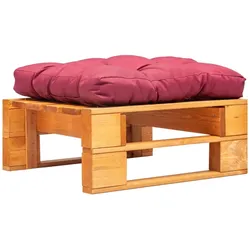 vidaXL Garten-Palettenhocker mit Rotem Kissen Holz Honigbraun