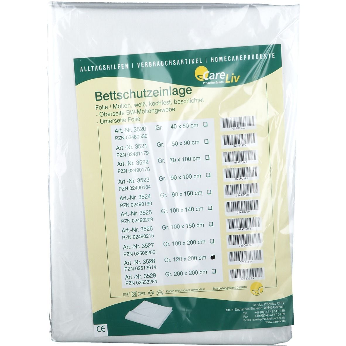 Bettschutzeinlage Folie Molton 120x200 cm 1 St Unterlagen