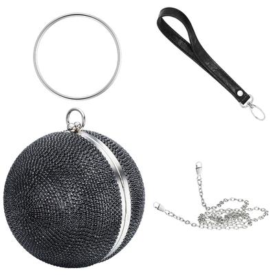 Abendtasche JULIE JULSEN "Metall mit Zirkonia schwarz", Damen, schwarz, Taschen Abendtasche