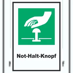 HB-Druck Not-Halt-Knopf A5 Rückseite selbstklebend Schild