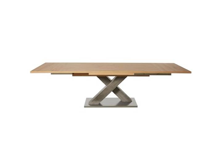 Riess Ambiente Esstisch Montreal - 180-230-280x90cm - Natur - Holzwerkstoff mit Ansteckplatten, X-Gestell, Gestell: grau, Filzgleiter, pflegeleichte Oberfläche