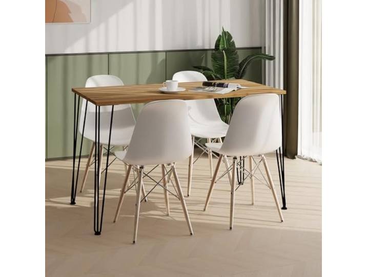 AKKE Esstisch Küchentisch - Tisch Für Küche Esszimmer - 100x60 - Höhe 73 cm - Schwarze Tischbeine aus Metall - Uralte Eiche Hairpin