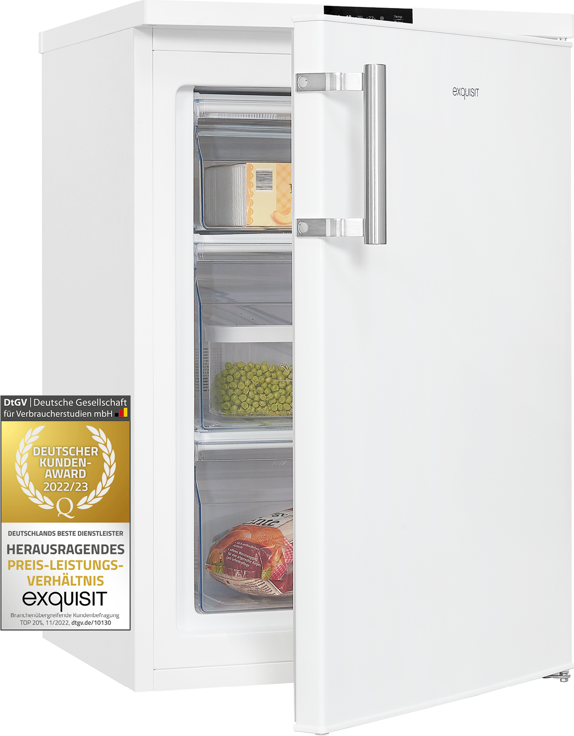 Exquisit Gefrierschrank GS81-HE-010D weiss | 85 l Nutzinhalt | Weiß