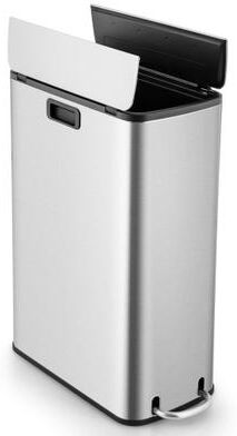 Costway 12 Gal Stainless Steel Trash Can with Soft-Closing Wing Lids-Silver