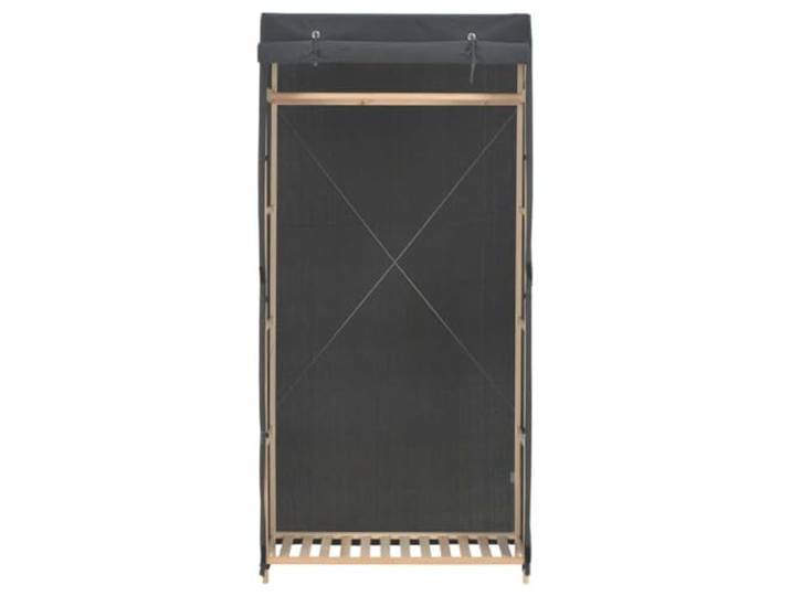 Stoffschrank Grau 79x40x170 cm mit Kleiderstange Holzrahmen, Staubschutz, einfache Montage, Organizer für Kleidung und Schuhe