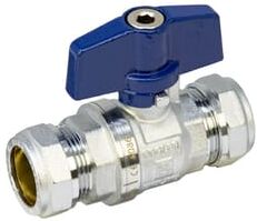 Pegler PB300T 22mm Full Bore Tee Ball Valve with Blue Handle