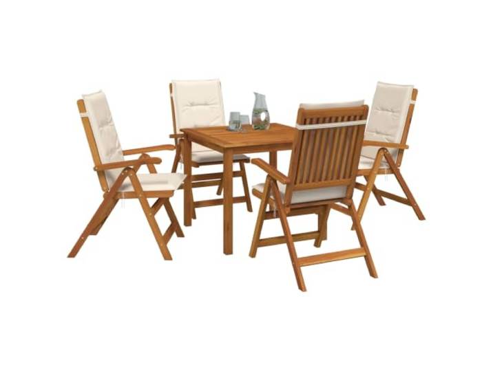 vidaXL 5-teiliges Garten-Esszimmer-Set Natur Massivholz Akazie