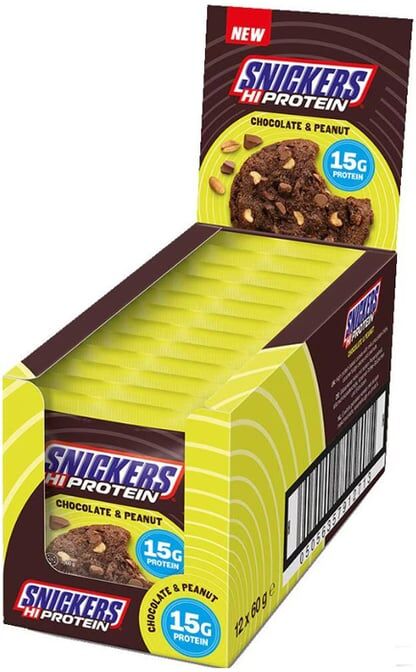 Snickers HiProtein Cookie 12 unid x 60g Chocolate Branco Caramelo Amendoim