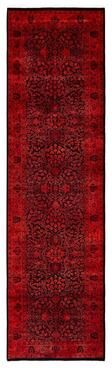 "Overton Hand Knotted Wool Vintage Inspired Modern Contemporary Overdyed Red Runner Rug - 3' 0"" x 11' 0"""