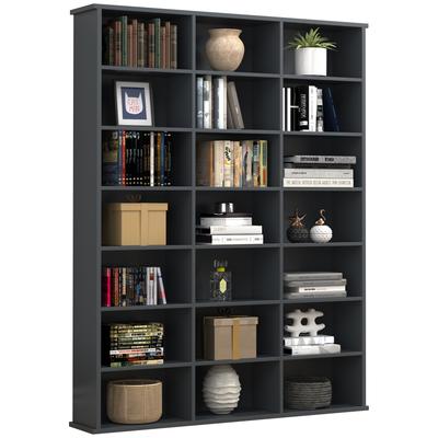 Standregal VCM "Holz CD DVD Standregal Bücherregal Regal Megosa M", schwarz (anthrazit), B:105cm T:19cm, Regale, Standregal