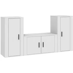 vidaXL 3-tlg. TV-Schrank-Set Weiß Holzwerkstoff