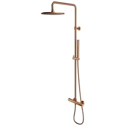 Omnires, Duschsystem, y - doucheset met thermostaat, diameter 25 cm, geborsteld koper