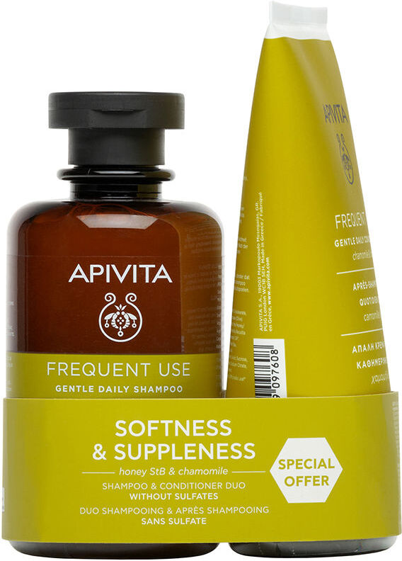 Apivita Shampoo e condicionador diário com camomila e mel, pacote com 2 unidades