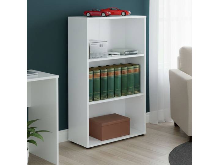 Dmora - Bibliothèque Avec Trois Étagères\, Couleur Blanche\, 60 X 110 X 30 Cm\, Avec Emballage Renforcé