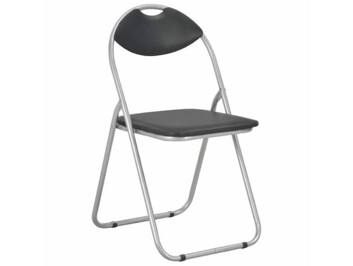 KGHERMDF Klappbare Esszimmerstühle 6 STK. Schwarz Kunstleder Stahlrahmen Robust, Schmutzabweisend, Leicht Transportierbar, Montagefrei, 110 kg Belastbar
