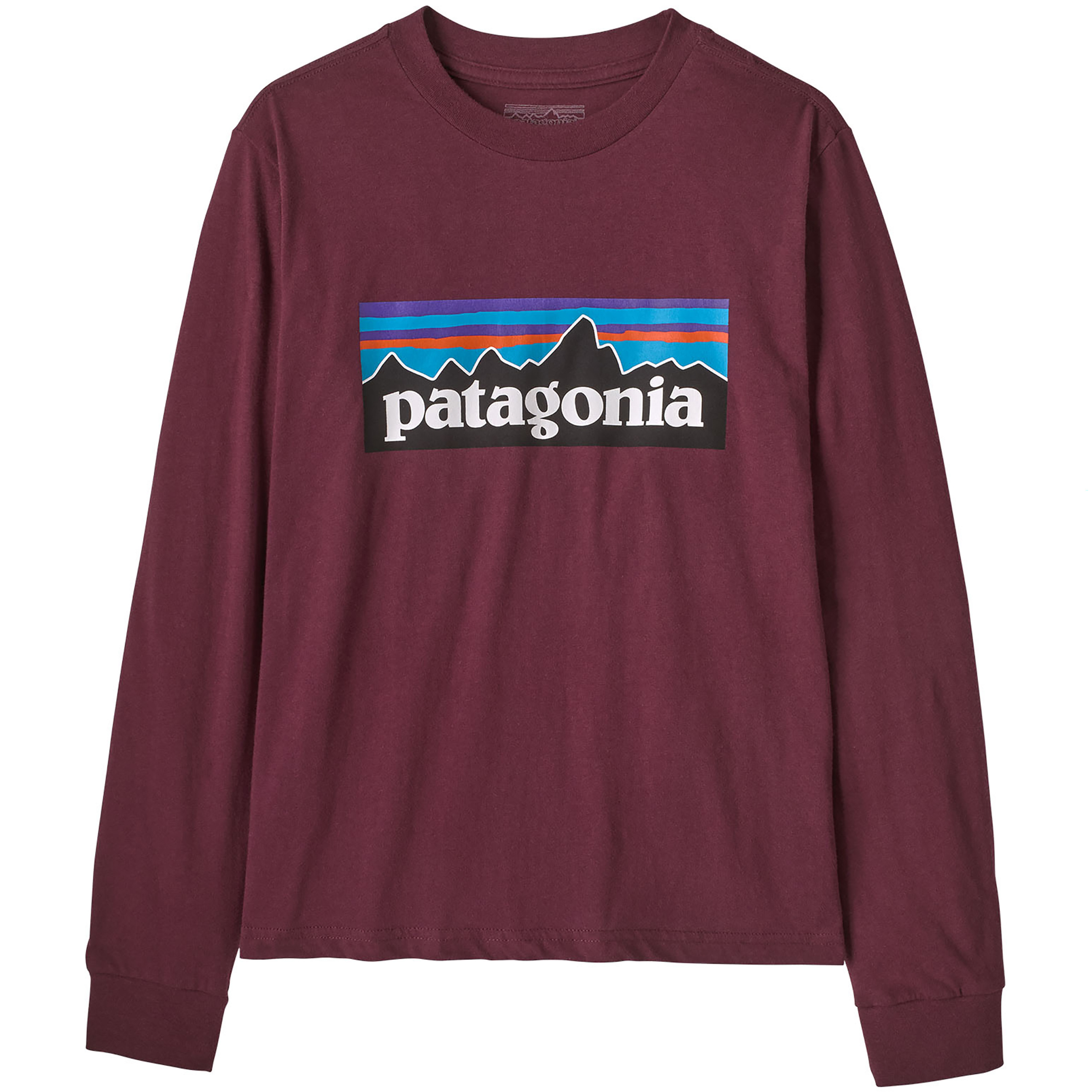 Patagonia P-6 Logo Kinder Longsleeves lila Größe 148 Lifestyle Hautfreundlich