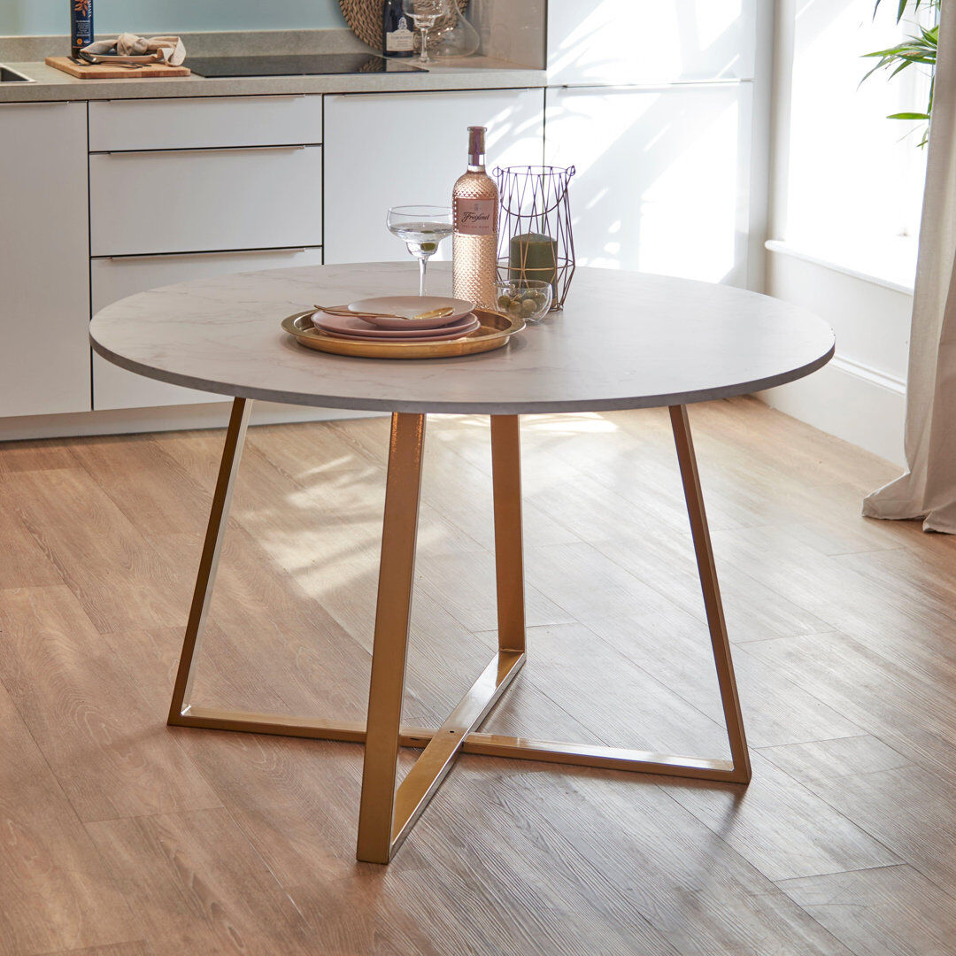Metro Addalee Round Dining Table with Steel Base Gold