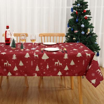 Garvee Christmas Tablecloth, Deer, Pine Trees & Snowflakes Design, Waterproof Holiday Dining Decor