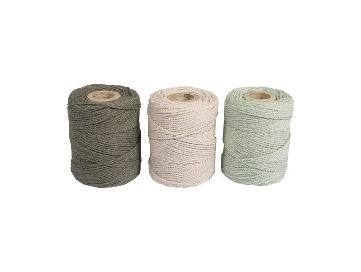 Makramee Garn, sortiert, 1mm ø, 3x ca. 50g, 3 Spulen à 65m